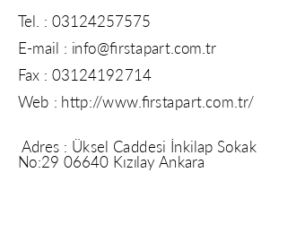 Ankara First Apart Otel iletiim bilgileri